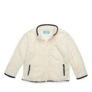 LIGHTNING BUG 3T unisex fuzzy fleece zip up jacket white and blue